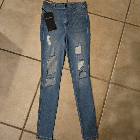 Fit jeans Super Ripped High Waisted Skinny Stretch Denim NWT S - Picture 14 of 14